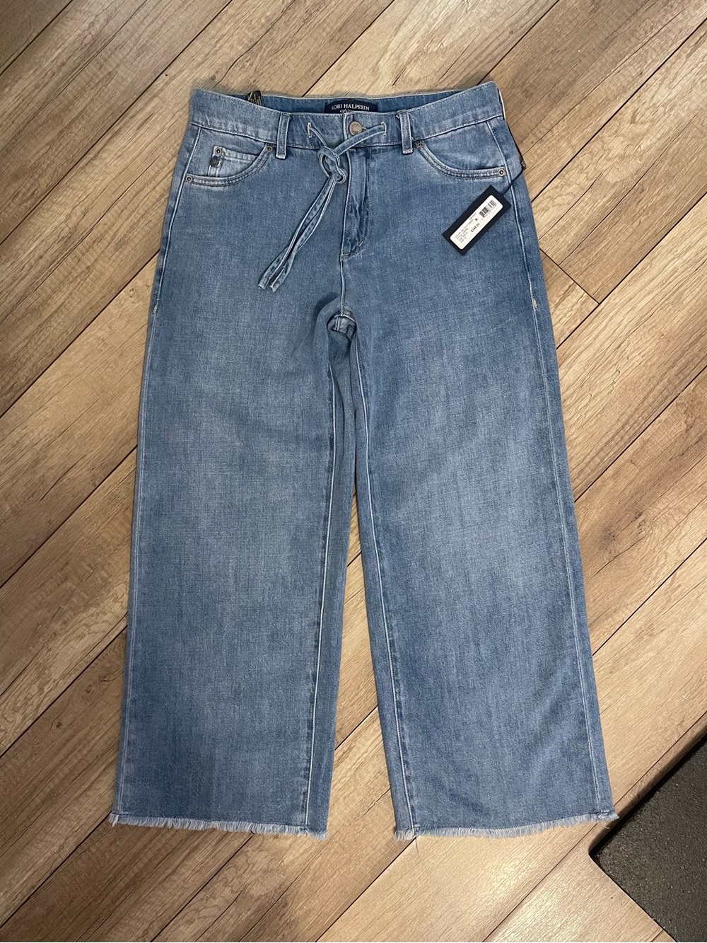 NWT Kobi Halperin Leny Wide Leg Jeans Light Indigo Drawstring Size 27